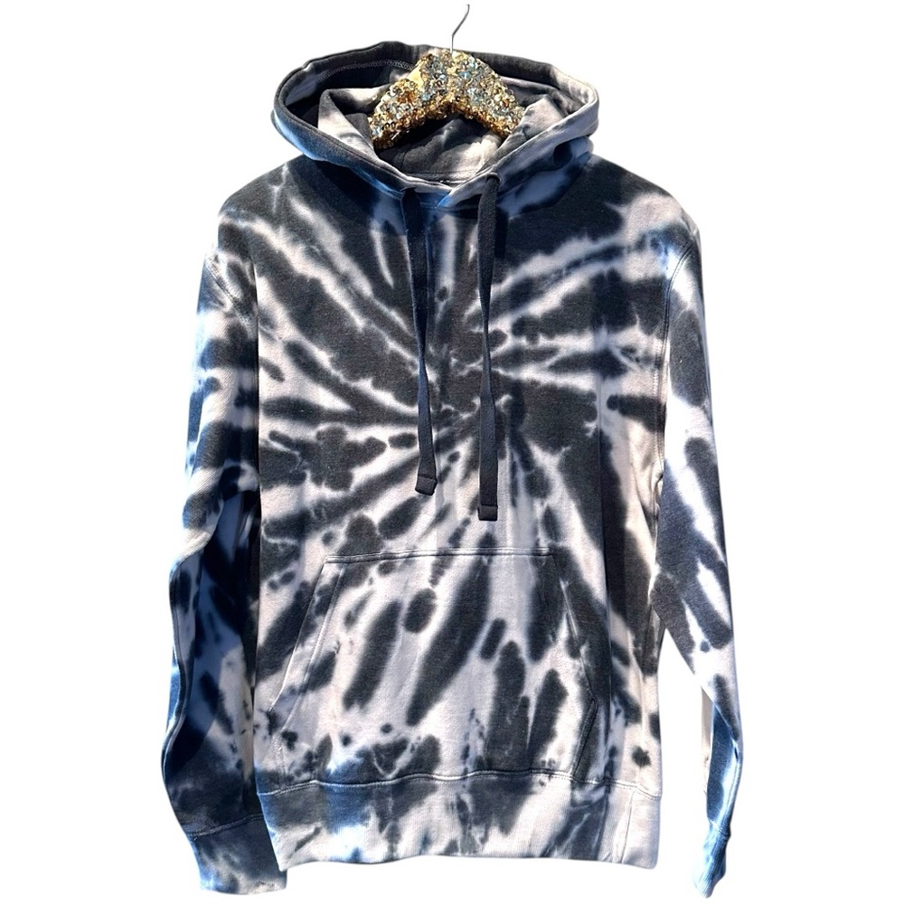 Tie-Dye Hoodie Sweatshirt UNISEX Navy White NEW